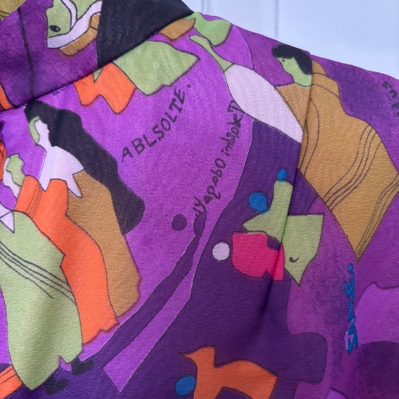 Hippy Style Long Dress with French Writing Size Medium by Nu-Mode - Picture 5 of 10